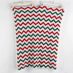 Unbranded Chevron Green/Red On White Small Fleece Throw Blanket 30" x 40"
