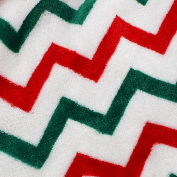 Unbranded Chevron Green/Red On White Small Fleece Throw Blanket 30" x 40"