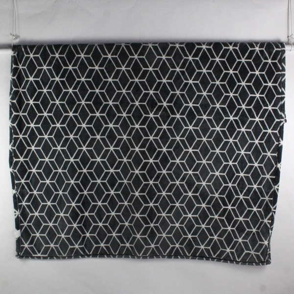 Life Comfort Gray/White Geometric Pattern Fleece Throw Blanket 74" x 65"