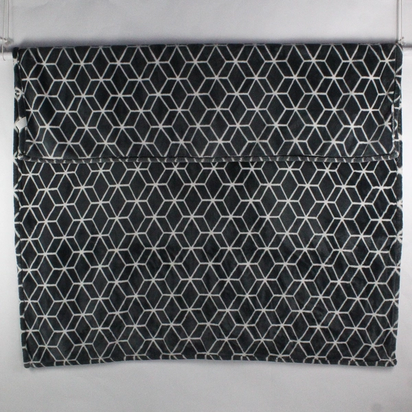 Life Comfort Gray/White Geometric Pattern Fleece Throw Blanket 74" x 65"