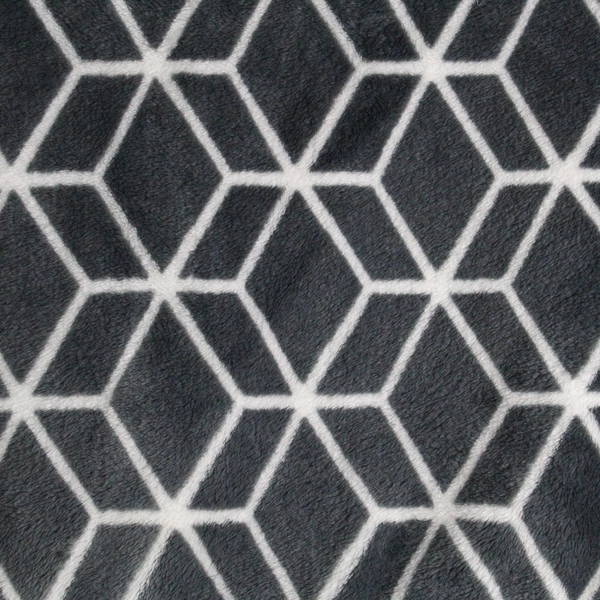 Life Comfort Gray/White Geometric Pattern Fleece Throw Blanket 74" x 65"