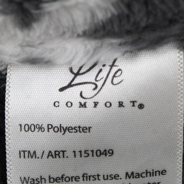Life Comfort Gray/White Geometric Pattern Fleece Throw Blanket 74" x 65"