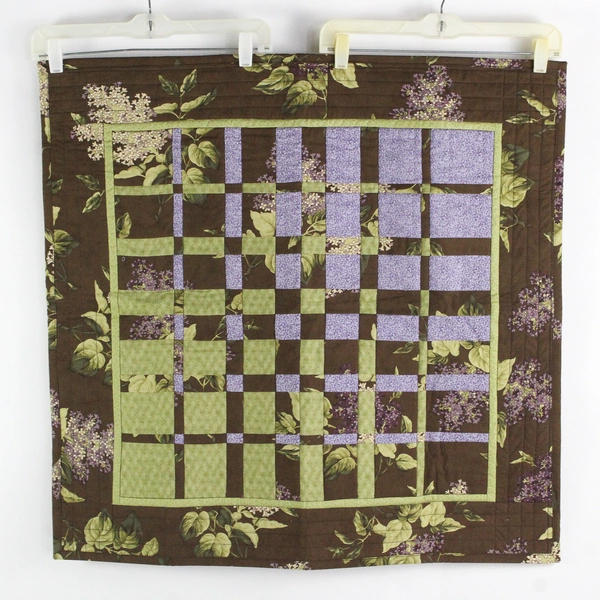 Convergence Ricky Tims Floral Quilted Brown Green Purple Wall Hanging 30" x 29"