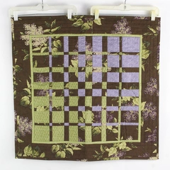 Convergence Ricky Tims Floral Quilted Brown Green Purple Wall Hanging 30" x 29"