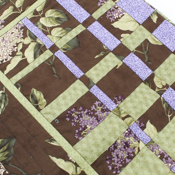 Convergence Ricky Tims Floral Quilted Brown Green Purple Wall Hanging 30" x 29"