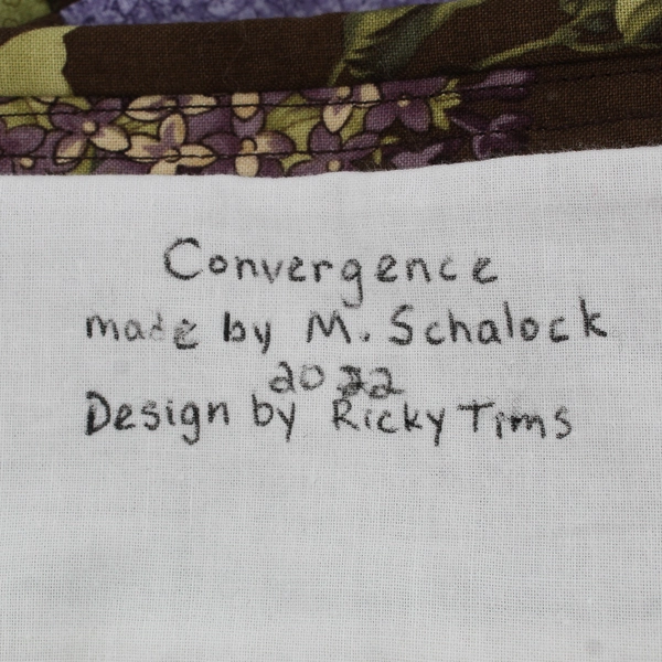 Convergence Ricky Tims Floral Quilted Brown Green Purple Wall Hanging 30" x 29"