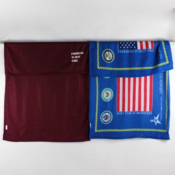 Lot of 2 Freedom Is Not Free Patriotic Small Fleece Throw Blankets 35" x 50"