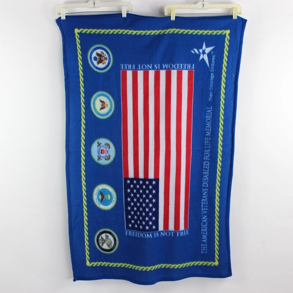 Lot of 2 Freedom Is Not Free Patriotic Small Fleece Throw Blankets 35" x 50"