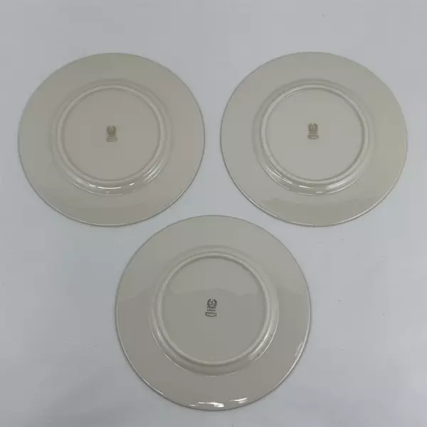 Lot Of 3 Lenox Mansfield Pattern Salad Plates 8.5" Diam China Cream & Gold Trim