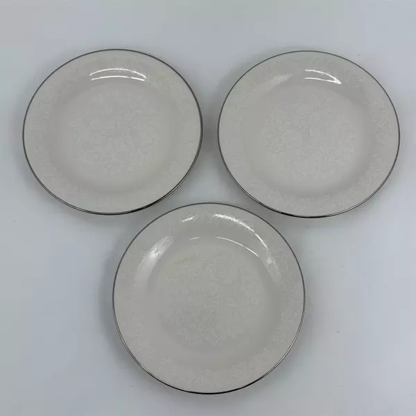 Lot Of 3 American Royalty Winterset Pattern Salad Plates 7.75" China Silver Trim