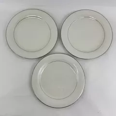 Lot Of 3 American Royalty Winterset Pattern Dinner Plates 11" China Silver Trim