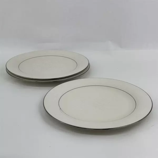 Lot Of 3 American Royalty Winterset Pattern Dinner Plates 11" China Silver Trim