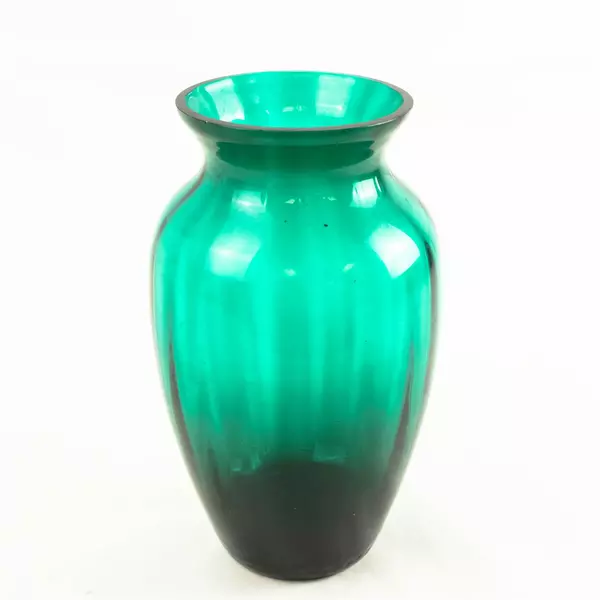 Teal Glass Vase 10.5in Tall Rounded Flower Vase Decorative Accent