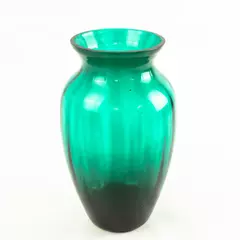 Teal Glass Vase 10.5in Tall Rounded Flower Vase Decorative Accent