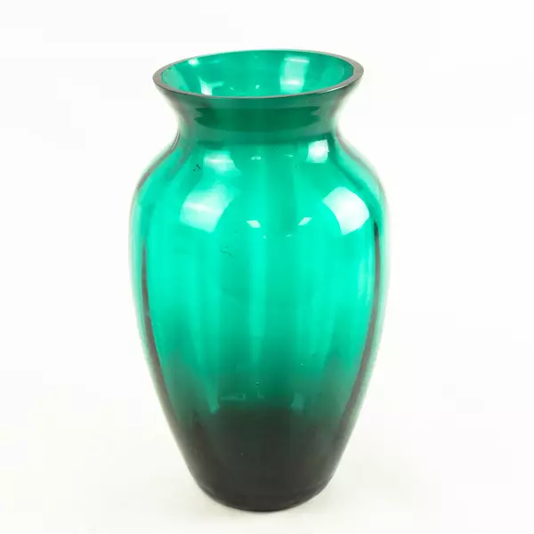 Teal Glass Vase 10.5in Tall Rounded Flower Vase Decorative Accent