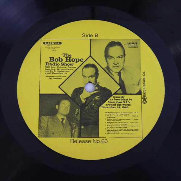 Radiola: The Bob Hope Radio Show, 12" 33 LP Vinyl Record Album