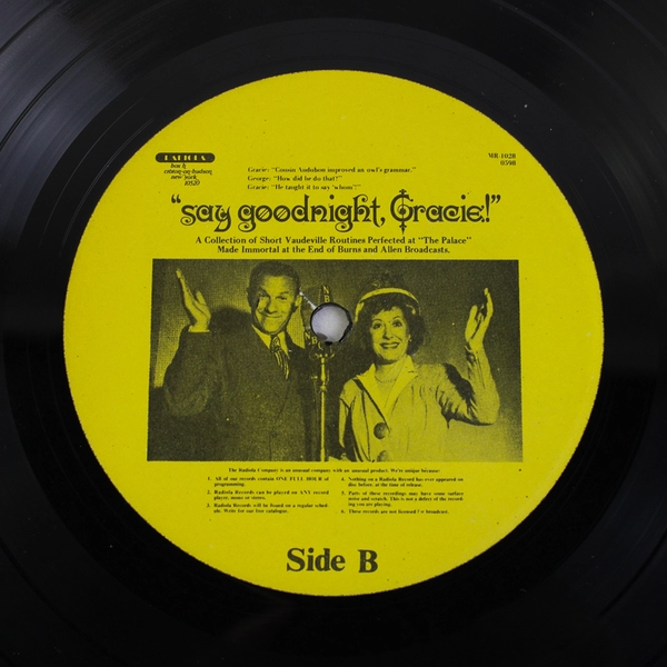 GEORGE BURNS & GRACIE ALLEN: The George Burns & Gracie Allen Show RADIOLA 12" LP