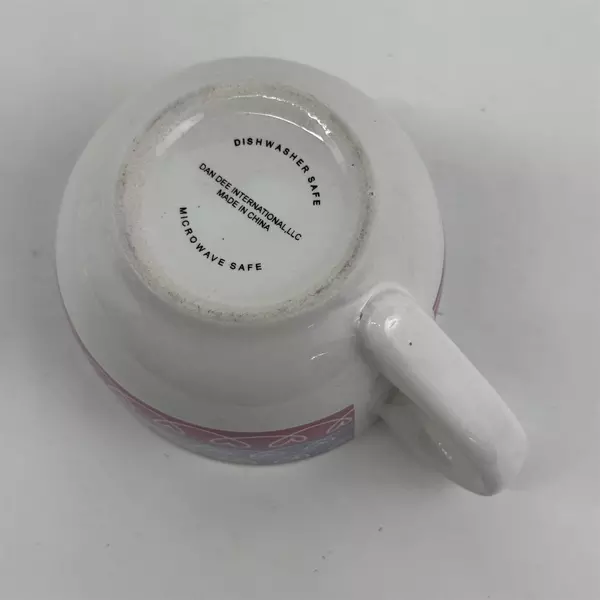 Dan Dee International White Heart Patterned Ceramic Coffee Mug 3.25" Tall