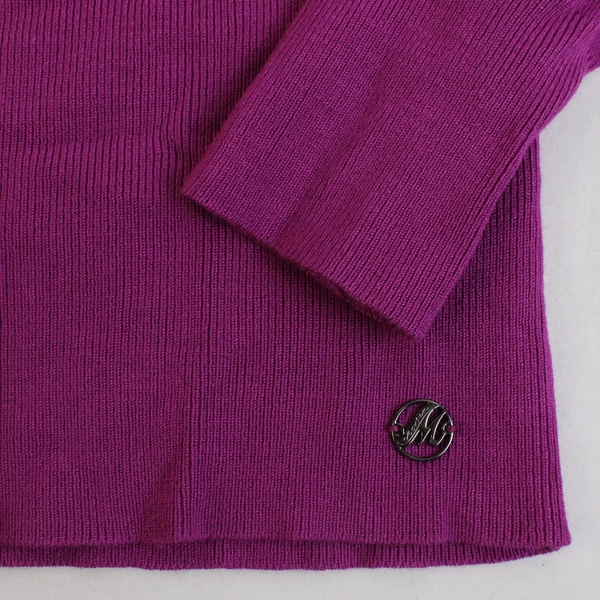 Morgan De Toi Fuchsia Pink Cutout Neckline Long-Sleeved Knit Top Women's Size TL