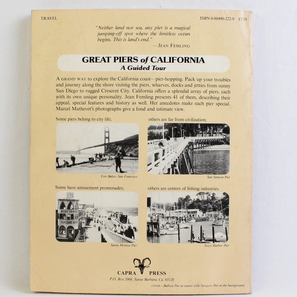 Great Piers of California A Guided Tour By Jean Femling 1984 PB Illustrated