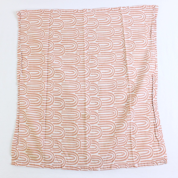 Set of 9 Orange and White Patterned Cloth Napkins FLAWED