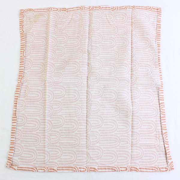 Set of 9 Orange and White Patterned Cloth Napkins FLAWED