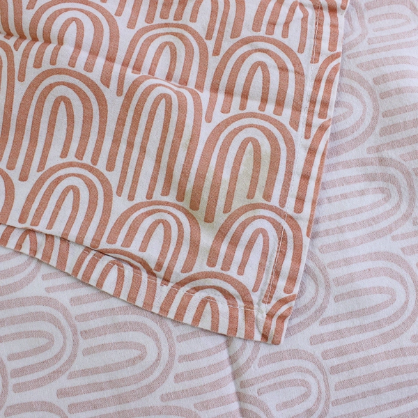 Set of 9 Orange and White Patterned Cloth Napkins FLAWED
