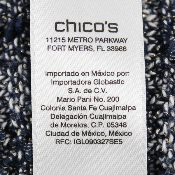 Chico's Gray and Blue Marled Knit 3/4-Sleeve Sweater Women's Size Medium