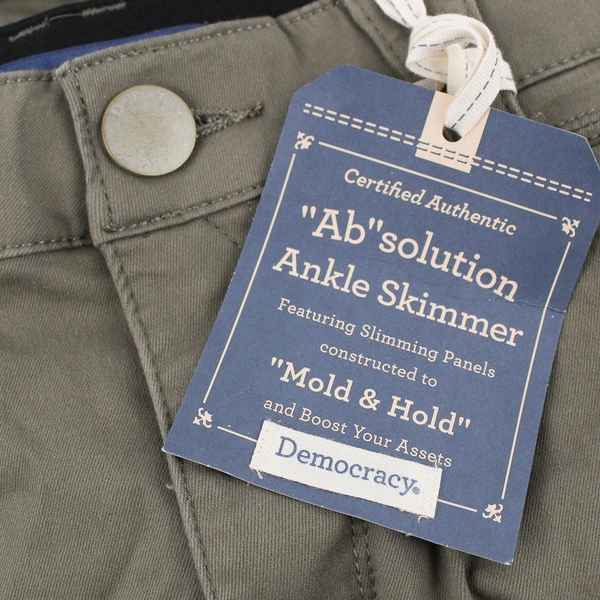 NWT Democracy Green Ankle Skimmer Curve Tapered Pants Women's Size 12