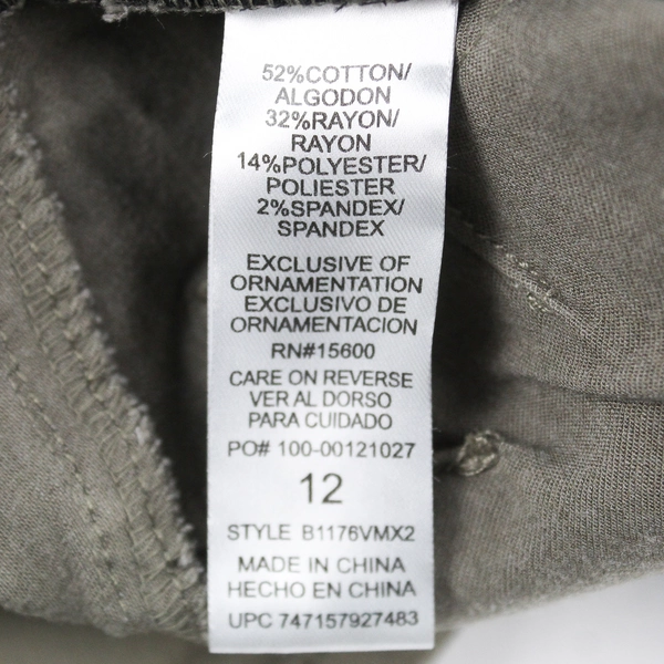 NWT Democracy Green Ankle Skimmer Curve Tapered Pants Women's Size 12