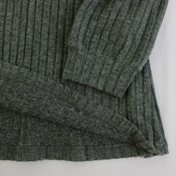 Xieerduo Green Ribbed Long-Sleeved Henley Top Women's Size Large