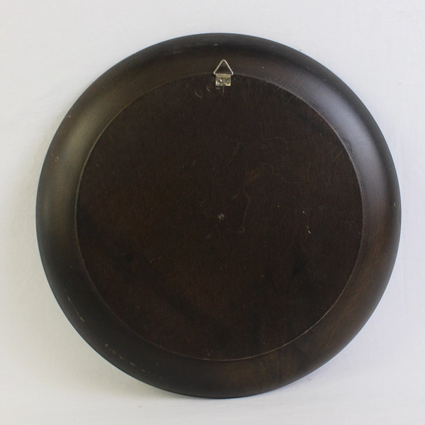 VTG Floral Hand-Painted Folk-Art Decorative Wooden Wall-Hanging Plate 10"