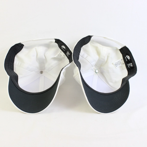 Lot of 2 Nike Embroidered Solid White Baseball Caps Adult Size Small FLAWED