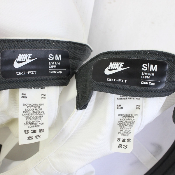 Lot of 2 Nike Embroidered Solid White Baseball Caps Adult Size Small FLAWED