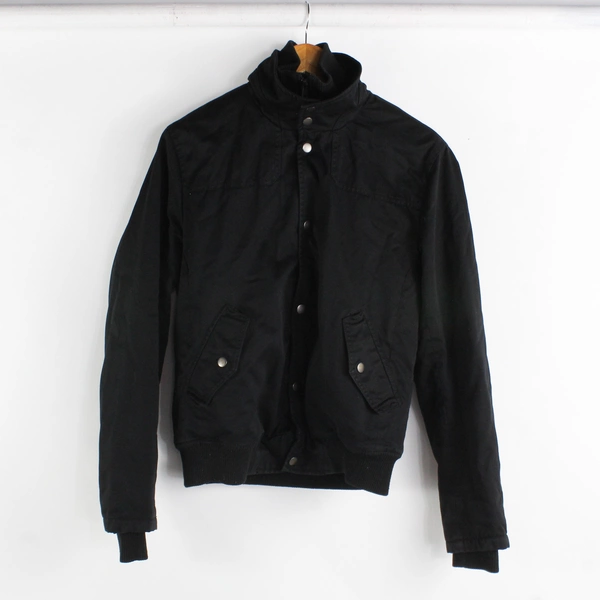 H&M Solid Black Stand Collar Snap Button Zip-Up Jacket Men's Size 36R