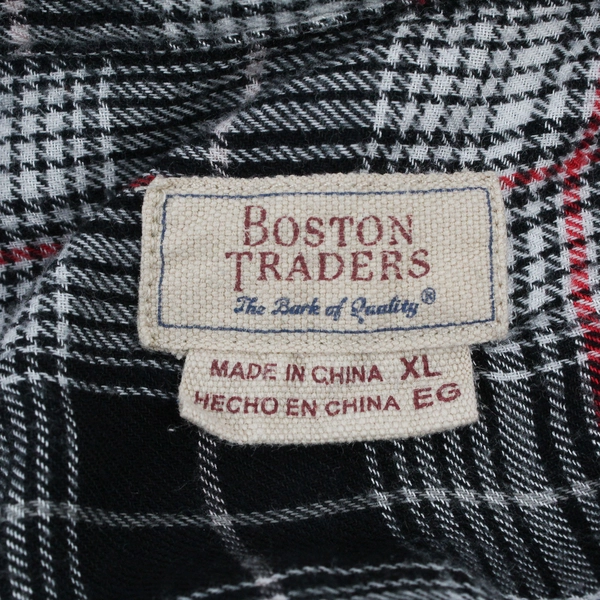 Boston Traders Black and Red Plaid Long-Sleeve Button-Up Women's XL