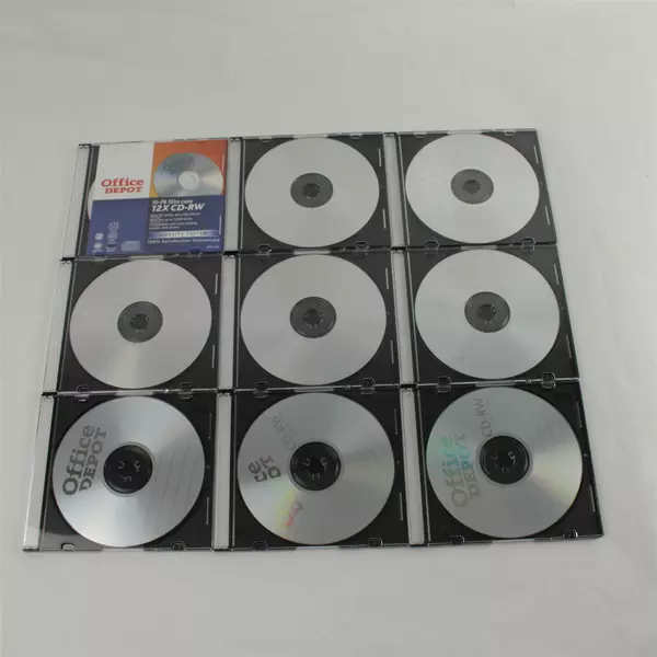 Set of 9 Office Depot CD-RW Discs with Slim Cases 12x New