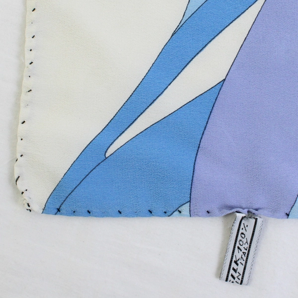 Vintage Rodenstock Blue Red White Floral Silk Scarf 33" x 33" Italy FLAWED