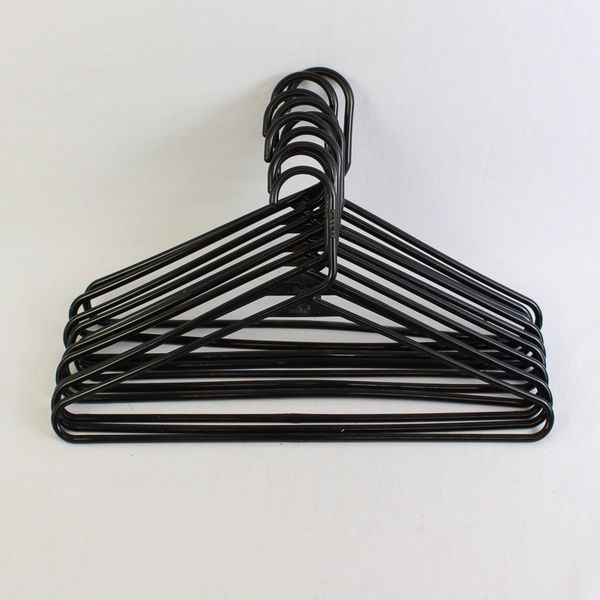 Lot of 10 Black Plastic Clothes Hangers Closet Storage
