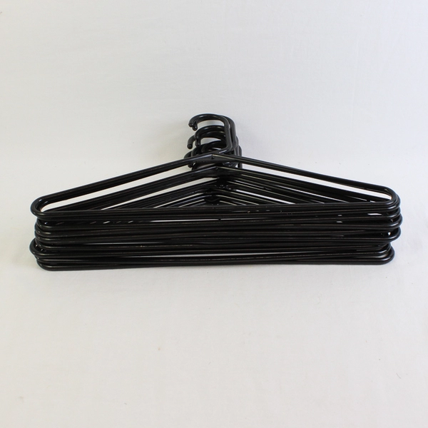 Lot of 10 Black Plastic Clothes Hangers Closet Storage