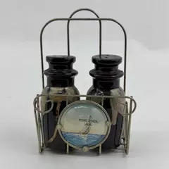 Ceramic Pismo Beach Souvenir Salt & Pepper Shakers With Wire Stand