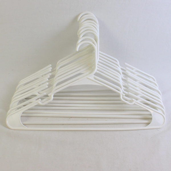 Mixed Lot of 10 White Plastic Clothes Hangers Closet Storage