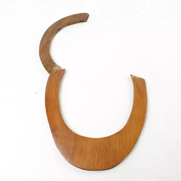 Vintage Wood Open Cuff Bracelet & Necklace Set Geometric Inlay Boho