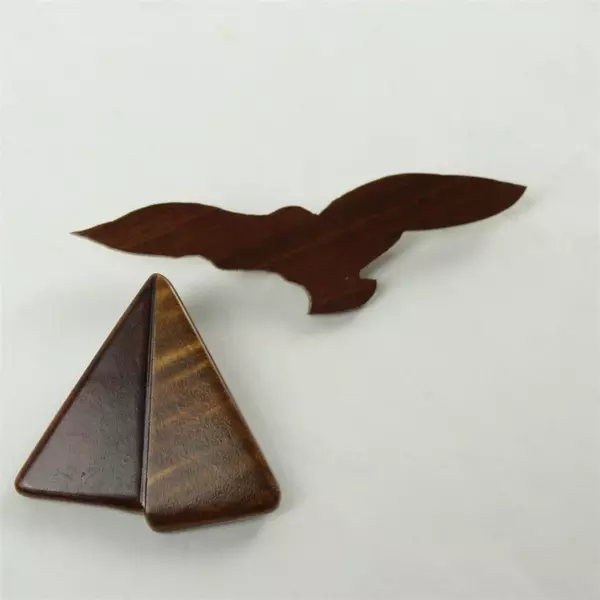 Lot of 6 Wooden Pins Assorted Shapes Carved Vintage Crafts