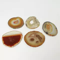 Lot of 5 Natural Brown Agate Slices for Crafts Jewelry