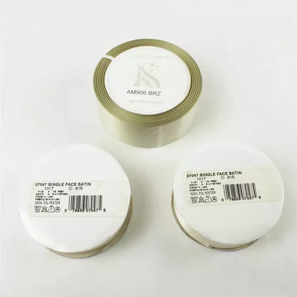 Lot of 3 Ribbons Offray Beige & Suzanne Kassler Bronze Craft Trim