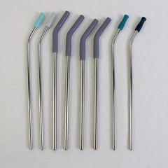 Lot of 8 Reusable Stainless Steel and Silicone Straws