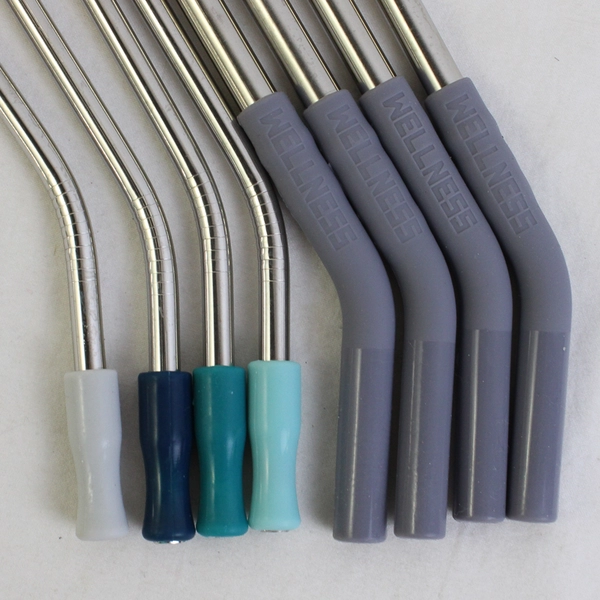 Lot of 8 Reusable Stainless Steel and Silicone Straws