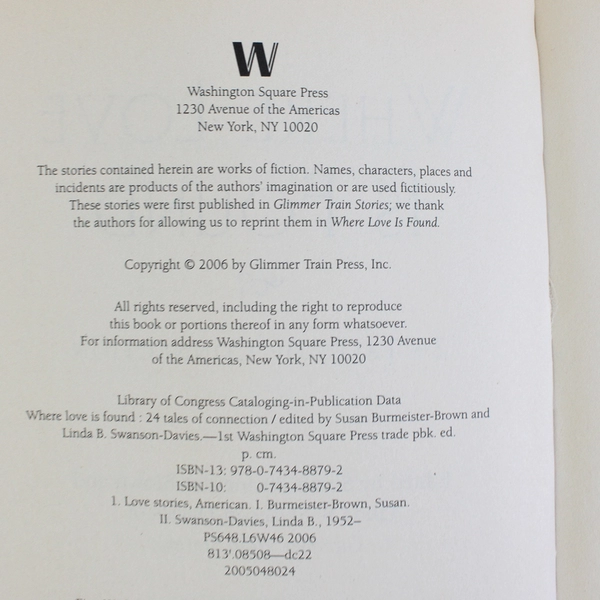 Where Love Is Found 24 Tales of Connection Glimmer Train Stories  2006 PB