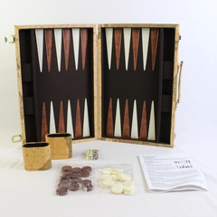 GO! GAMES Leatherette Backgammon Set with Old World Map Design 15in Full Game